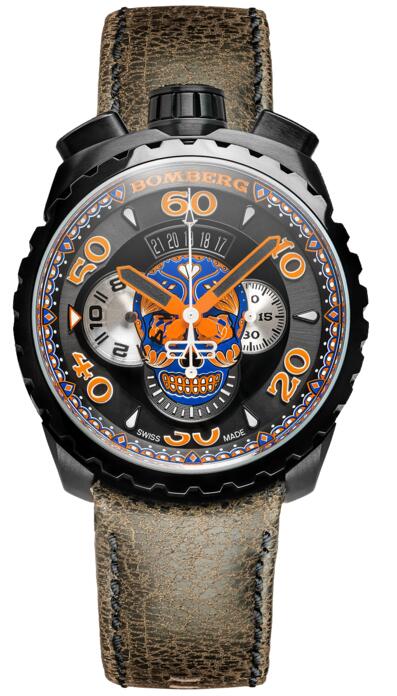 Review Bomberg Bolt-68 Blue Skull Chronograph BS45CHPBA.051.3 Replica watch - Click Image to Close